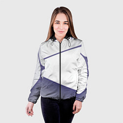 Куртка с капюшоном женская Абстрактный белый и фиолетовый паттерн, цвет: 3D-черный — фото 2