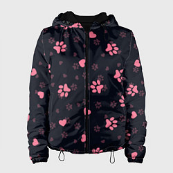 Куртка с капюшоном женская Лапки котиков, цвет: 3D-черный