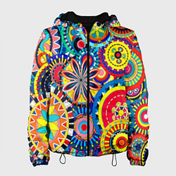 Куртка с капюшоном женская Психоделика калейдоскоп, цвет: 3D-черный