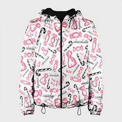 Куртка с капюшоном женская Сладкая жизнь в розовом цвете, цвет: 3D-черный