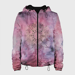 Куртка с капюшоном женская Мандала гармонии, фиолетовая, космос, цвет: 3D-черный