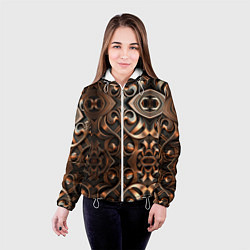 Куртка с капюшоном женская Золотой узор - паттерн, цвет: 3D-белый — фото 2