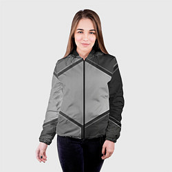 Куртка с капюшоном женская Серебряные металлические пластины, цвет: 3D-черный — фото 2