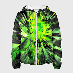 Куртка с капюшоном женская Fractal green explosion, цвет: 3D-белый