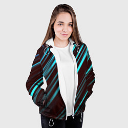 Куртка с капюшоном женская Stripes line neon color, цвет: 3D-белый — фото 2