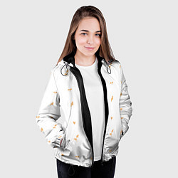 Куртка с капюшоном женская Паттерн с листьями, цвет: 3D-черный — фото 2