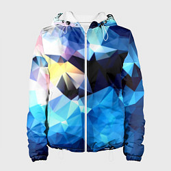 Куртка с капюшоном женская Polygon blue abstract collection, цвет: 3D-белый