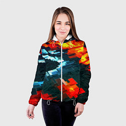 Куртка с капюшоном женская Плиты и грани абстракции, цвет: 3D-белый — фото 2