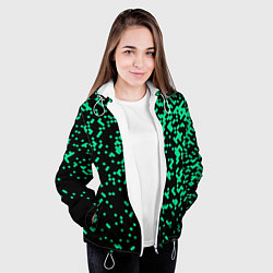 Куртка с капюшоном женская Авангардный пиксельный паттерн, цвет: 3D-белый — фото 2
