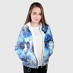 Куртка с капюшоном женская Ледяной и пиксельный паттерн, цвет: 3D-белый — фото 2