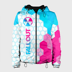 Куртка с капюшоном женская Fallout neon gradient style: по-вертикали, цвет: 3D-черный