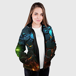 Куртка с капюшоном женская Объемные разломленные плитки, цвет: 3D-черный — фото 2