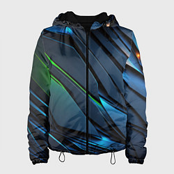 Куртка с капюшоном женская Разломленные плиты со светом, цвет: 3D-черный