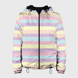 Куртка с капюшоном женская Пастельные линии - текстура свитера, цвет: 3D-черный