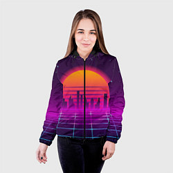 Куртка с капюшоном женская Futuristic Retro City, цвет: 3D-черный — фото 2