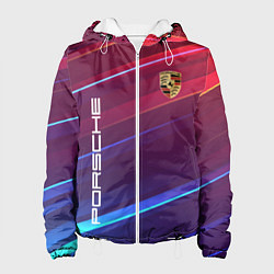 Куртка с капюшоном женская Porsche неоновые полосы, цвет: 3D-белый