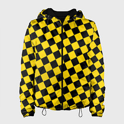 Куртка с капюшоном женская Черно-желтая мелкая клетка, цвет: 3D-черный