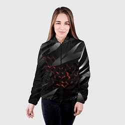 Куртка с капюшоном женская Black and red abstract, цвет: 3D-черный — фото 2