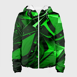 Куртка с капюшоном женская Зеленые объемные объекты, цвет: 3D-белый