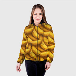 Куртка с капюшоном женская Сочная текстура из бананов, цвет: 3D-черный — фото 2