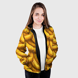 Куртка с капюшоном женская Сочная текстура из бананов, цвет: 3D-черный — фото 2