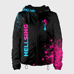 Куртка с капюшоном женская Hellsing - neon gradient: надпись, символ, цвет: 3D-черный