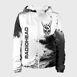Куртка с капюшоном женская Radiohead и рок символ на светлом фоне, цвет: 3D-белый