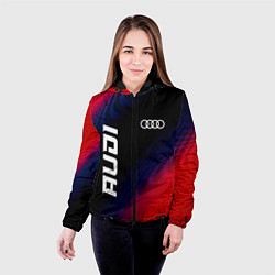 Куртка с капюшоном женская Audi красный карбон, цвет: 3D-черный — фото 2