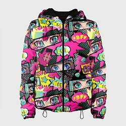 Куртка с капюшоном женская Глаза аниме-девушки: cool pattern, цвет: 3D-черный
