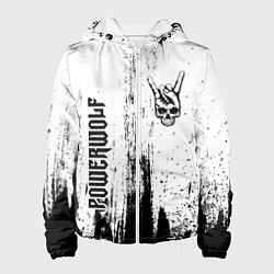 Куртка с капюшоном женская Powerwolf и рок символ на светлом фоне, цвет: 3D-белый