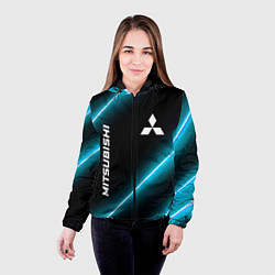 Куртка с капюшоном женская Mitsubishi неоновые лампы, цвет: 3D-черный — фото 2
