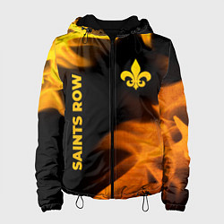 Куртка с капюшоном женская Saints Row - gold gradient: надпись, символ, цвет: 3D-черный