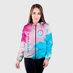 Куртка с капюшоном женская Mercedes neon gradient style: надпись, символ, цвет: 3D-черный — фото 2