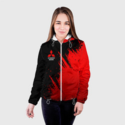 Куртка с капюшоном женская Mitsubishi red - red sport, цвет: 3D-белый — фото 2