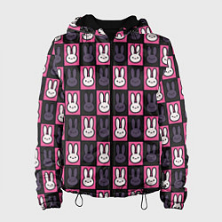 Куртка с капюшоном женская Ребенок идола - Кролики паттерн, цвет: 3D-черный