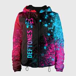 Куртка с капюшоном женская Deftones - neon gradient: по-вертикали, цвет: 3D-черный