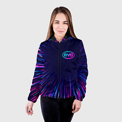 Куртка с капюшоном женская BYD neon speed lines, цвет: 3D-черный — фото 2