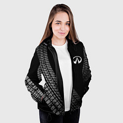Куртка с капюшоном женская Infiniti tire tracks, цвет: 3D-черный — фото 2