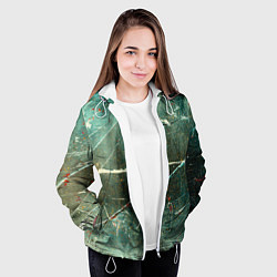 Куртка с капюшоном женская Серо-зелёный стиль, цвет: 3D-белый — фото 2