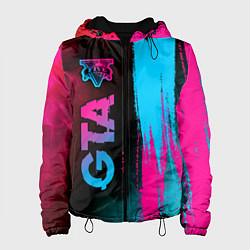 Куртка с капюшоном женская GTA - neon gradient: по-вертикали, цвет: 3D-черный