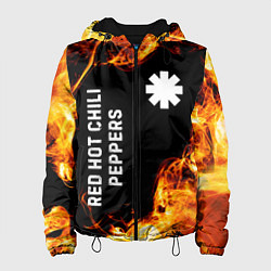 Куртка с капюшоном женская Red Hot Chili Peppers и пылающий огонь, цвет: 3D-черный