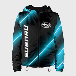 Куртка с капюшоном женская Subaru неоновые лампы, цвет: 3D-черный