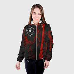 Куртка с капюшоном женская Гранж, разводы и паук, цвет: 3D-белый — фото 2