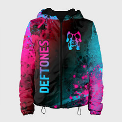Куртка с капюшоном женская Deftones - neon gradient: надпись, символ, цвет: 3D-черный