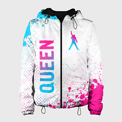 Куртка с капюшоном женская Queen neon gradient style: надпись, символ, цвет: 3D-черный