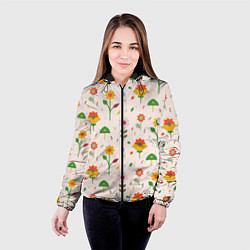 Куртка с капюшоном женская Pretty flowers, цвет: 3D-черный — фото 2
