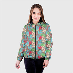 Куртка с капюшоном женская Цветные веточки, цвет: 3D-черный — фото 2