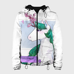 Куртка с капюшоном женская Весенний единорог с цветущей сакурой арт, цвет: 3D-черный