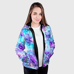 Куртка с капюшоном женская Морское дно узор - тай-дай, цвет: 3D-черный — фото 2