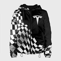 Куртка с капюшоном женская Tesla racing flag, цвет: 3D-черный